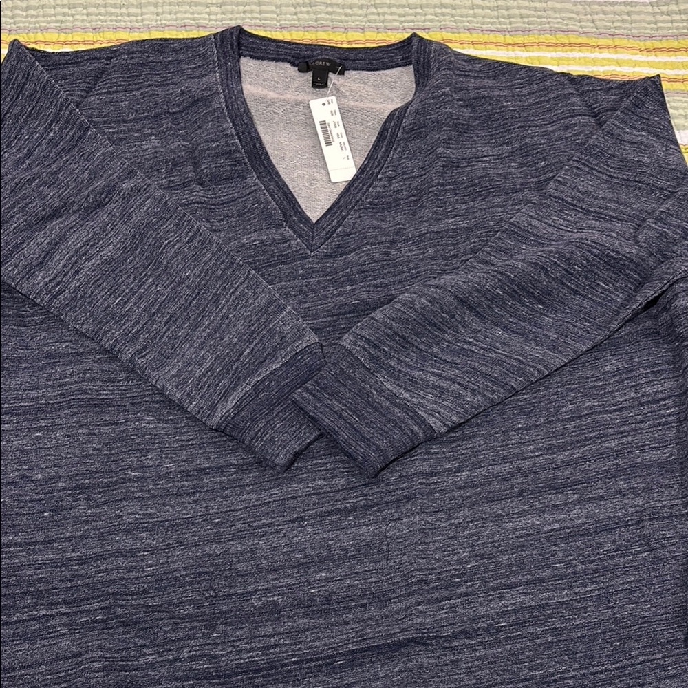 J Crew Blue V-Neck Swearshirt